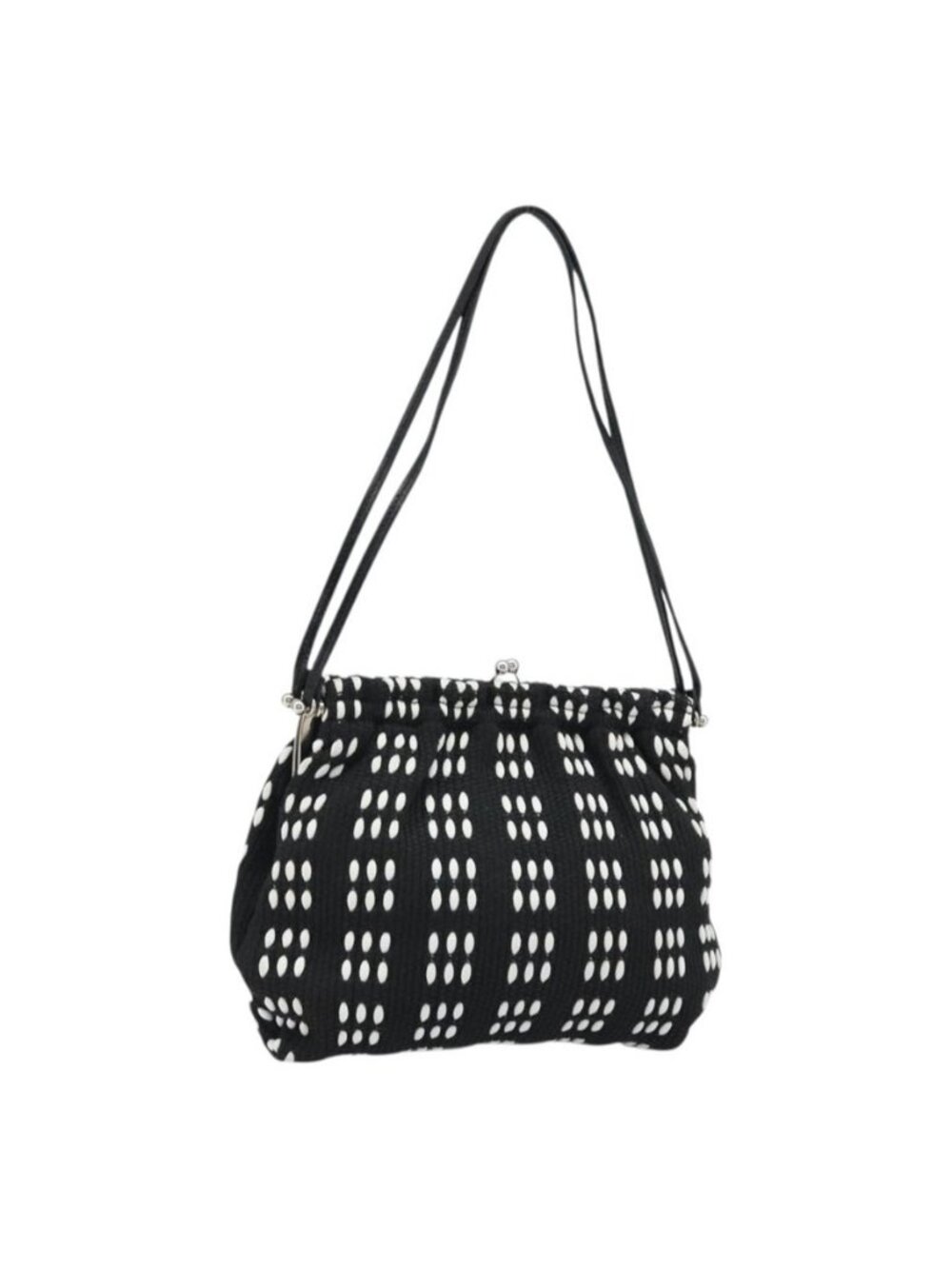 Authentic Miu Miu Shoulder Bag Canvas Black Silver
